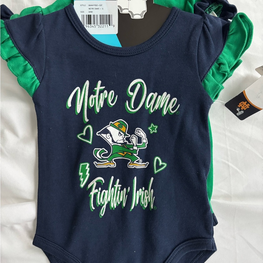 NWT Notre Dame Girls Bodysuits - Navy and Green
